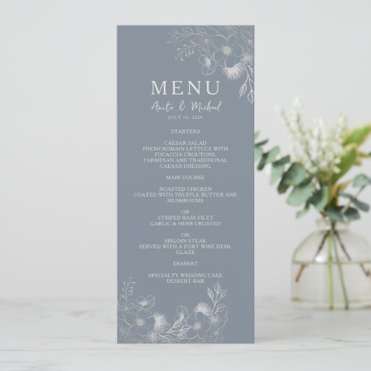  menu Stusty Blue Wedding (Staand voorkant)