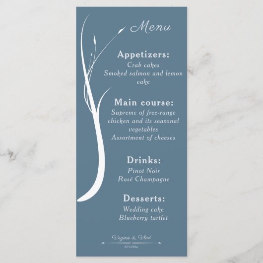 Menu Stusty Blue Wedding