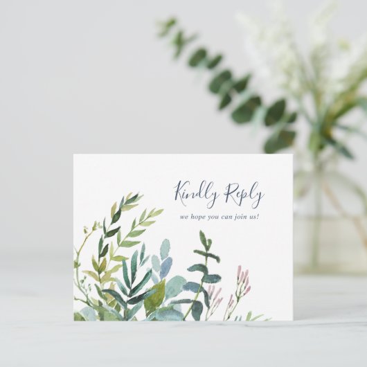 Menu Summer Greenery Keuze RSVP-Briefkaart (Staand voorkant)