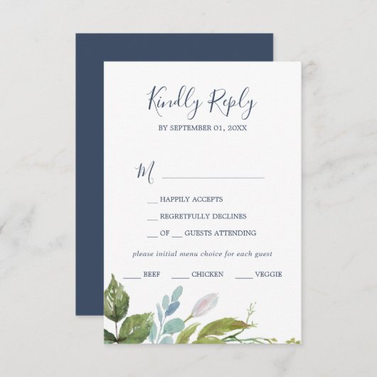 Menu Summer Greenery Keuze RSVP-kaart (Voorkant / Achterkant)