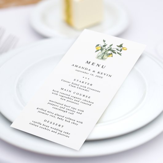 Menu Summer Lemon Arrangement Wedding