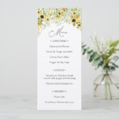 Menu Sunflower Greenery Calligraphy Kaart (Staand voorkant)