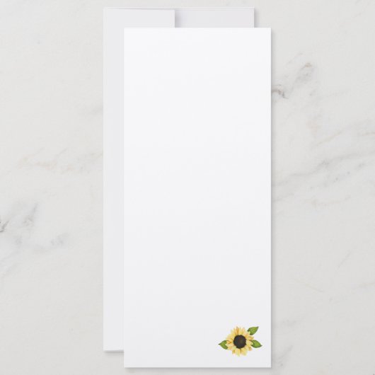 Menu Sunflower Greenery Calligraphy Kaart (Achterkant)