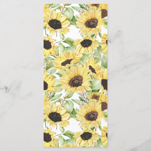 Menu Sunflower Wedding Vrijgezellenfeest (Achterkant)