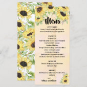 Menu Sunflower Wedding Vrijgezellenfeest (Voorkant / Achterkant)