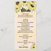 Menu Sunflower Wedding Vrijgezellenfeest (Voorkant)