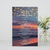 Menu Sunset Beach String Lights Summer Wedding (Staand voorkant)