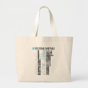 Menu Sushi — Jpanese Grote Tote Bag