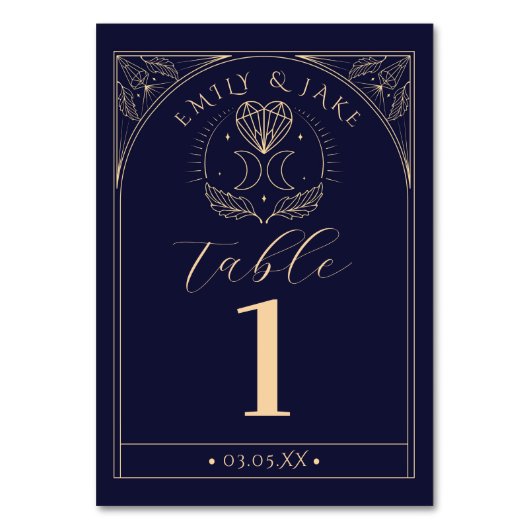 Menu Tabel Tarot Mystic Crystal Moons Nummers Kaart (Voorkant)