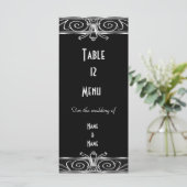 Menu Tafel Kaart Elegant Zwart Zilver Art Deco (Staand voorkant)