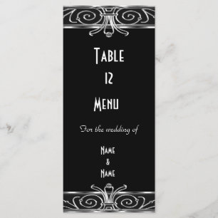 Menu Tafel Kaart Elegant Zwart Zilver Art Deco
