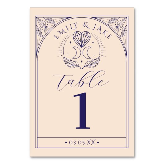 Menu Tafel Tarot Mystieke Kristal Manen Nummers Kaart (Voorkant)