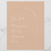 Menu Tan Minimalist Calligraphy Wedding Bar (Voorkant)