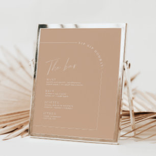Menu Tan Minimalist Calligraphy Wedding Bar