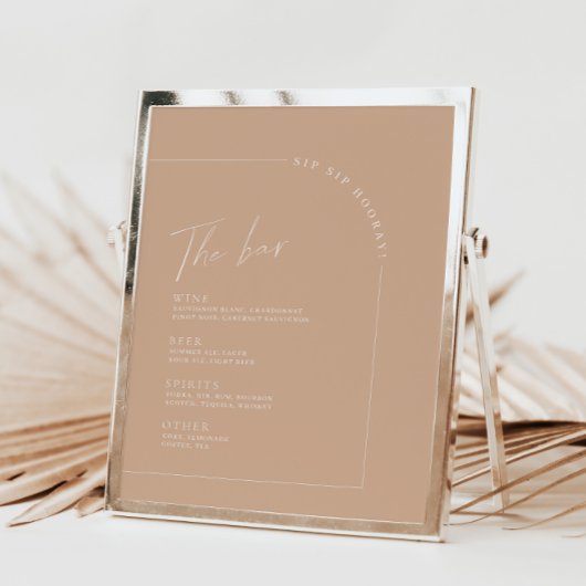 Menu Tan Minimalist Calligraphy Wedding Bar