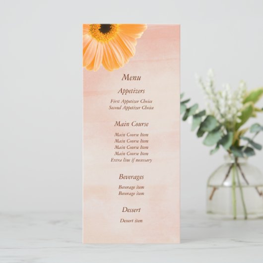Menu Tangerine Floral Wedding (Staand voorkant)
