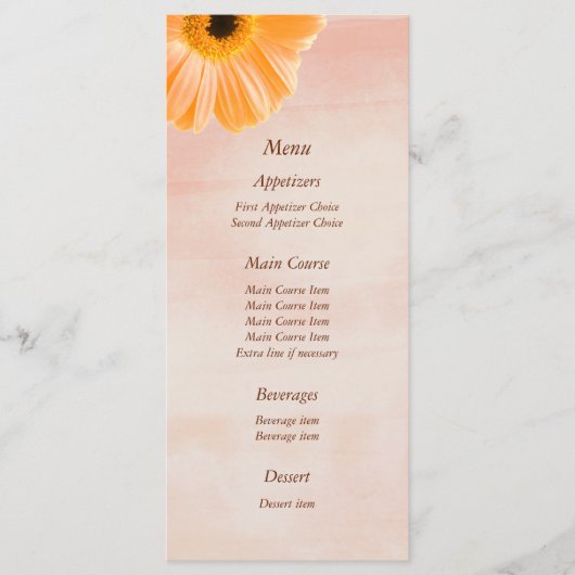 Menu Tangerine Floral Wedding (Voorkant)