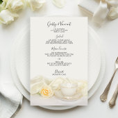 Menu Tea Cup en White Rose Wedding Menu