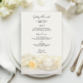 Menu Tea Cup en White Rose Wedding Menu