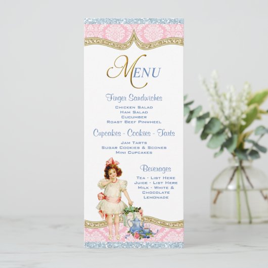 Menu Tea Party Kaart (Staand voorkant)