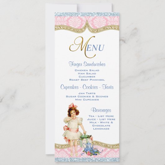 Menu Tea Party Kaart (Voorkant)
