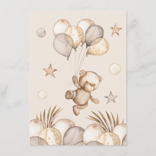 Menu Teddy Bear Baby Baby shower (Achterkant)