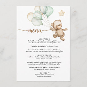 Menu Teddy Bear Baby Baby shower