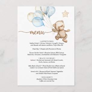 Menu Teddy Bear Baby Baby shower