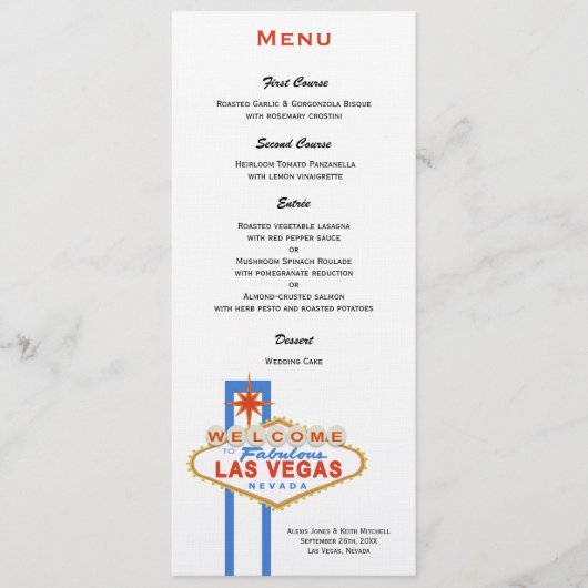 Menu Teken Weddenschap Las Vegas (Voorkant)