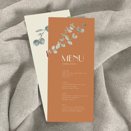 menu Terracotta Eucalyptus Deco Dinner en Drink