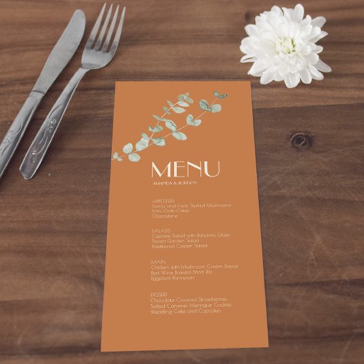 menu Terracotta Eucalyptus Deco Dinner en Drink