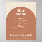 Menu Terracotta Minimalist Formal Wedding Bar Poster (Voorkant)