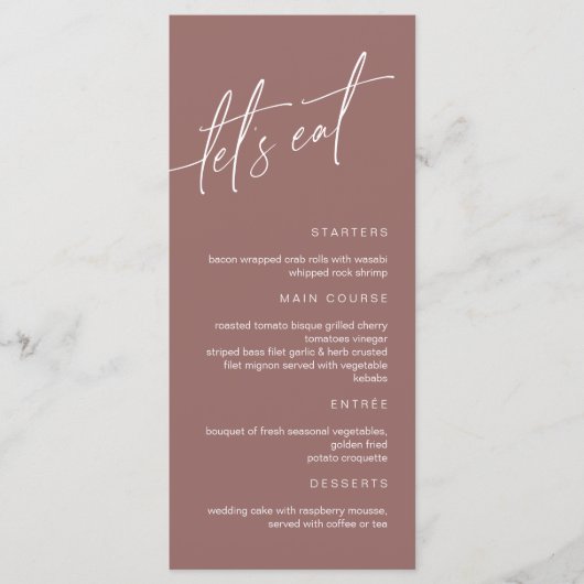 Menu Terracotta Minimalist Wedding (Voorkant)