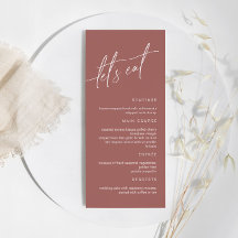 Menu Terracotta Minimalist Wedding