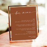 Menu Terracotta Minimalist Wedding Bar, menu Drink Poster<br><div class="desc">Dit prachtige Menu van de Drink is voorzien van een prachtig moderne,  minimalistische elegantie die u kunt weergeven op uw bruiloft of speciale evenement. Bewerk de meeste formuleringen eenvoudig aan uw stijl. Tekst- en achtergrondkleuren zijn volledig bewerkbaar —> Klik op de knop "Verder aanpassen" om deze te bewerken!</div>