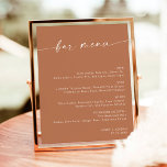 Menu Terracotta Minimalist Wedding Bar, menu Drink Poster<br><div class="desc">Dit prachtige Menu van de Drink is voorzien van een prachtig moderne,  minimalistische elegantie die u kunt weergeven op uw bruiloft of speciale evenement. Bewerk de meeste formuleringen eenvoudig aan uw stijl. Tekst- en achtergrondkleuren zijn volledig bewerkbaar —> Klik op de knop "Verder aanpassen" om deze te bewerken!</div>