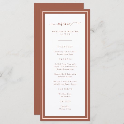 Menu Terracotta Wedding (Voorkant / Achterkant)