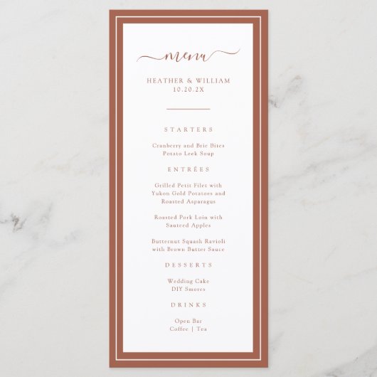Menu Terracotta Wedding (Voorkant)