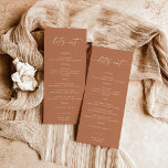 Menu Terracotta Wedding Dinner Food | Laten we ete<br><div class="desc">Dit prachtige Wedding Menu bevat handgeschreven kalligrafie met een minimalistische moderne lay-out - een perfect accent voor uw bruiloft of speciale gebeurtenis. Gebruik dit menu voor elke keer of het je bruiloft, bruid of baby shower is, verloffeest, feest... wat je maar wilt! Bewerk de *Meest* formulering eenvoudig aan uw behoeften!...</div>
