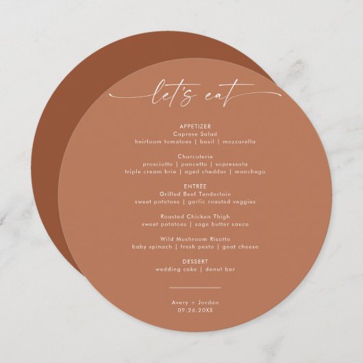 Menu Terracotta Wedding Dinner | Menu Circle Food (Voorkant / Achterkant)