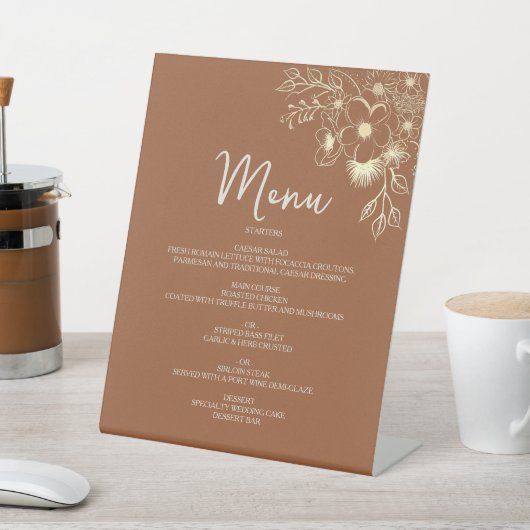 Menu Terracotta Wedding Reclamebord Met Voetstuk (Insitu)