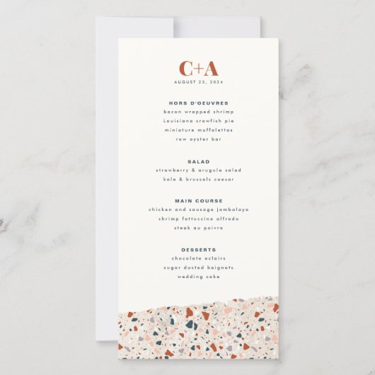 Menu Terrazzo Slab Wedding (Voorkant)