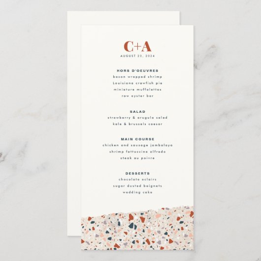 Menu Terrazzo Slab Wedding (Voorkant / Achterkant)