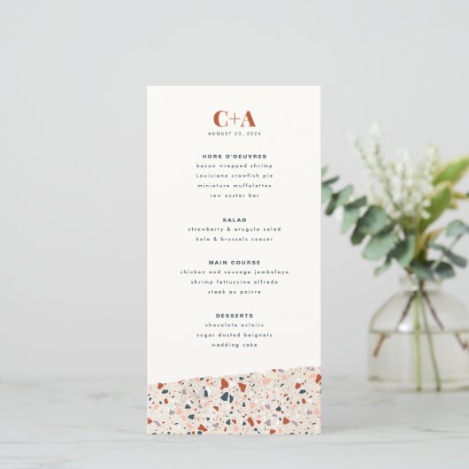 Menu Terrazzo Slab Wedding (Staand voorkant)