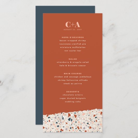 Menu Terrazzo Slab Wedding (Voorkant / Achterkant)