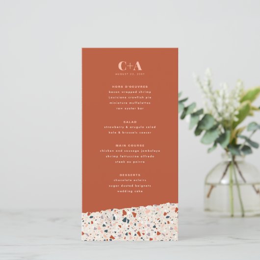 Menu Terrazzo Slab Wedding (Staand voorkant)