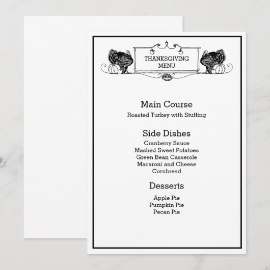 Menu Thanksgiving (Voorkant / Achterkant)