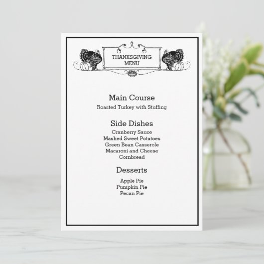 Menu Thanksgiving (Staand voorkant)