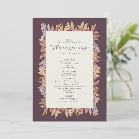 Menu Thanksgiving afgevlakte bladeren (Staand voorkant)