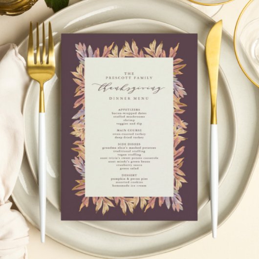 Menu Thanksgiving afgevlakte bladeren